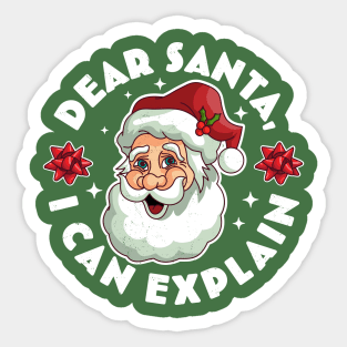 Dear Santa I Can Explain - Santa Claus Xmas Ugly Christmas Sticker